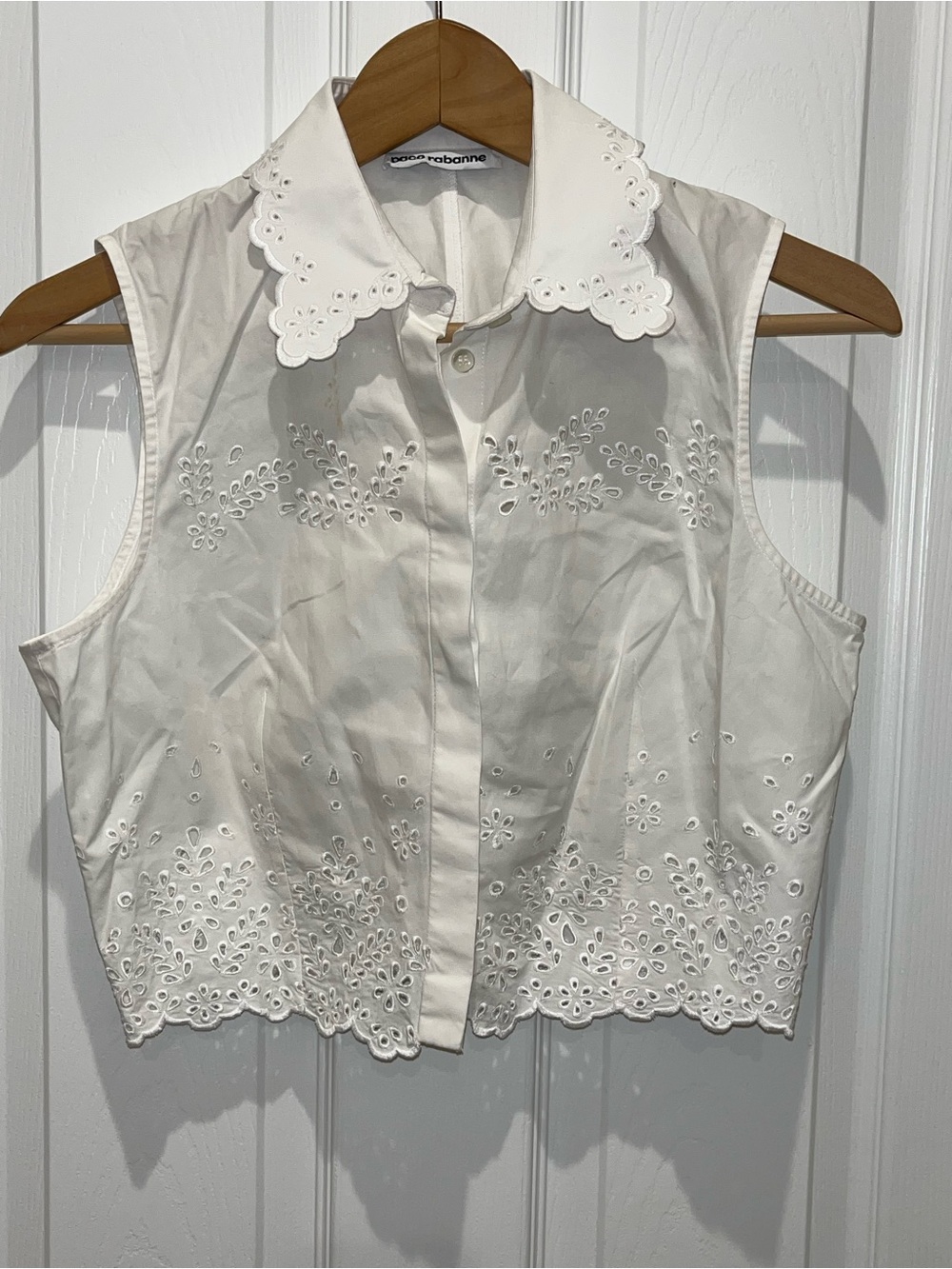Paco Rabanne Optical White Sleeveless Crop Top